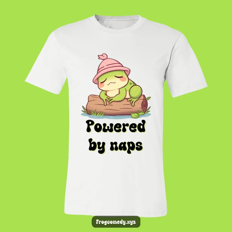 Funny Sleepy Frog T-Shirt: Adorable Dozing Frog Wearing a Hat