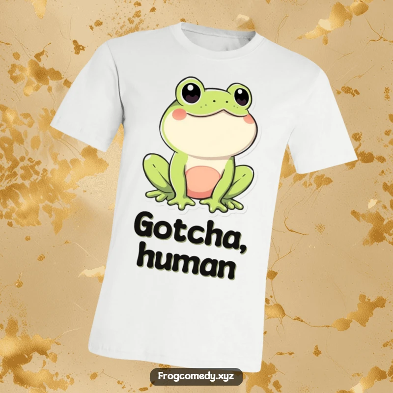 Funny Kawaii Frog T-Shirt: Features a cute, playful Kawaii frog winking at the viewer, perfect for casual wear and showing off your fun side.