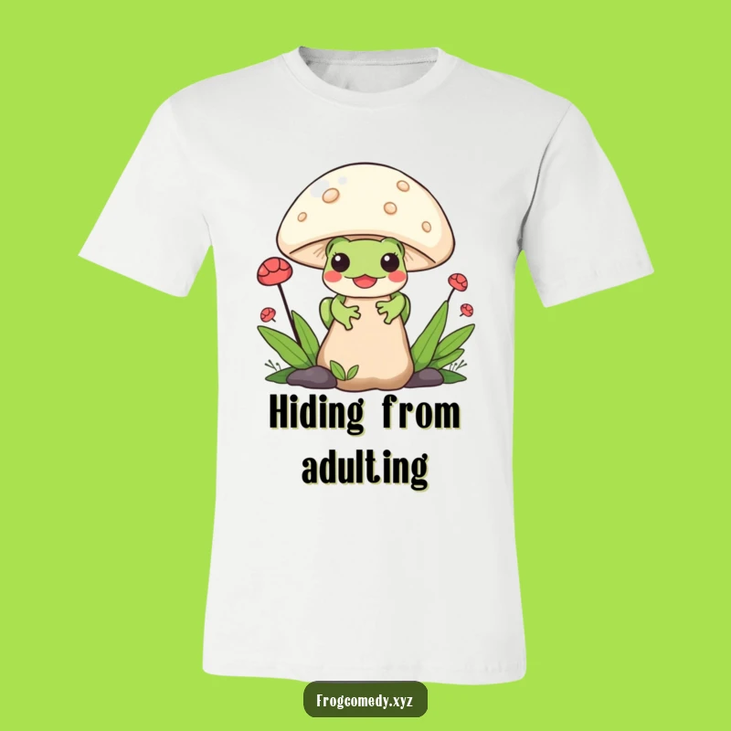 Funny Kawaii Frog T-Shirt: Peek-a-Boo Mushroom Design, Great Nature Lover Gift!
