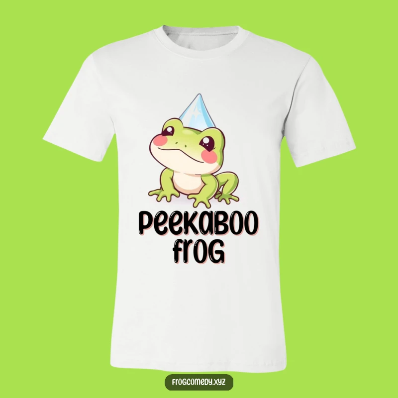 Funny Kawaii Frog Raindrop Peek T-Shirt: Stay Cute on Rainy Days