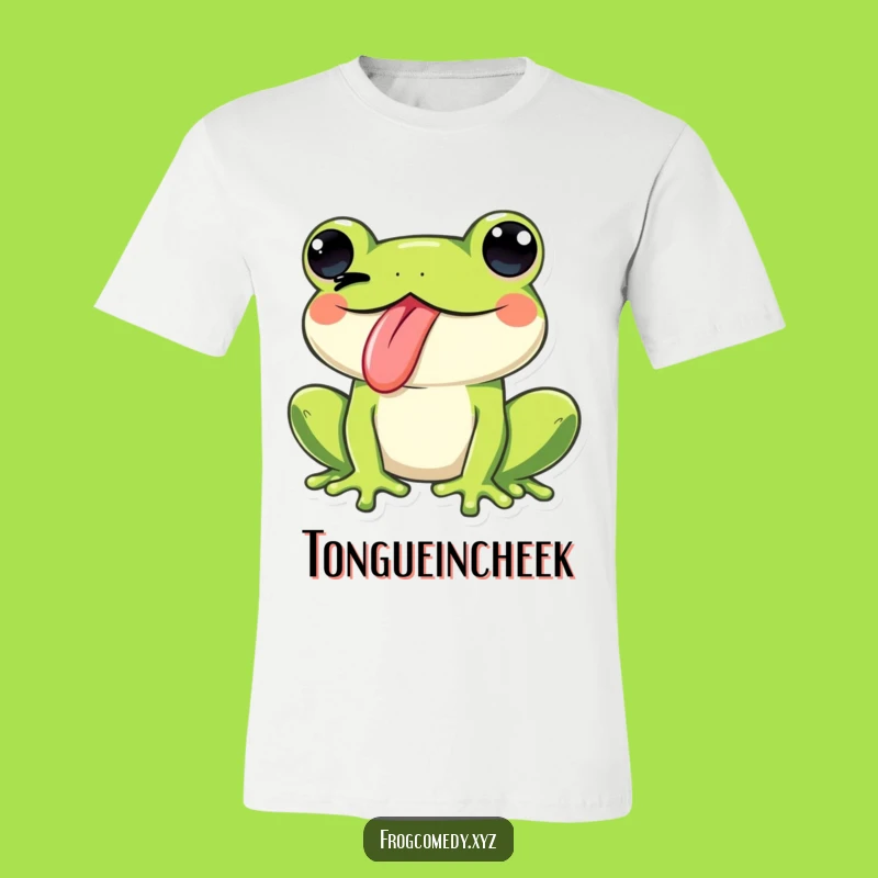 Funny Kawaii Frog Tongue Wink T-Shirt: Cheeky Humor, Ideal Funny Gift