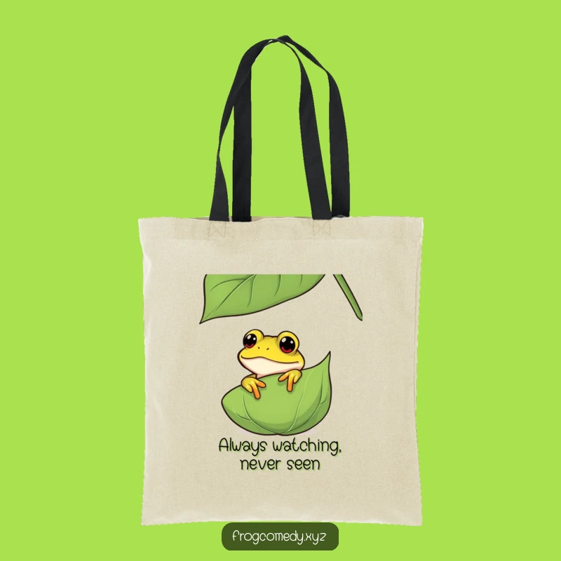 Funny Curious Frog Tote Bag: Peeking Amphibian Carry-all, Perfect Funny Gift for Shoppers