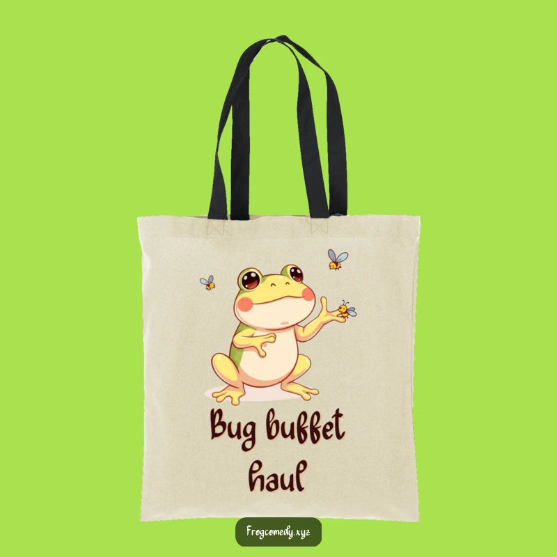 Funny Kawaii Frog Tote Bag: Carry Your Fun Juggling Flies, Great Funny Gift