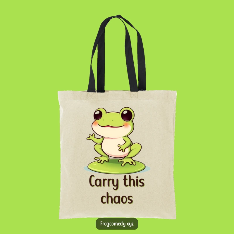 Funny Kawaii Frog Lily Pad Tote Bag: Carry Laughter Humor, Perfect Gift