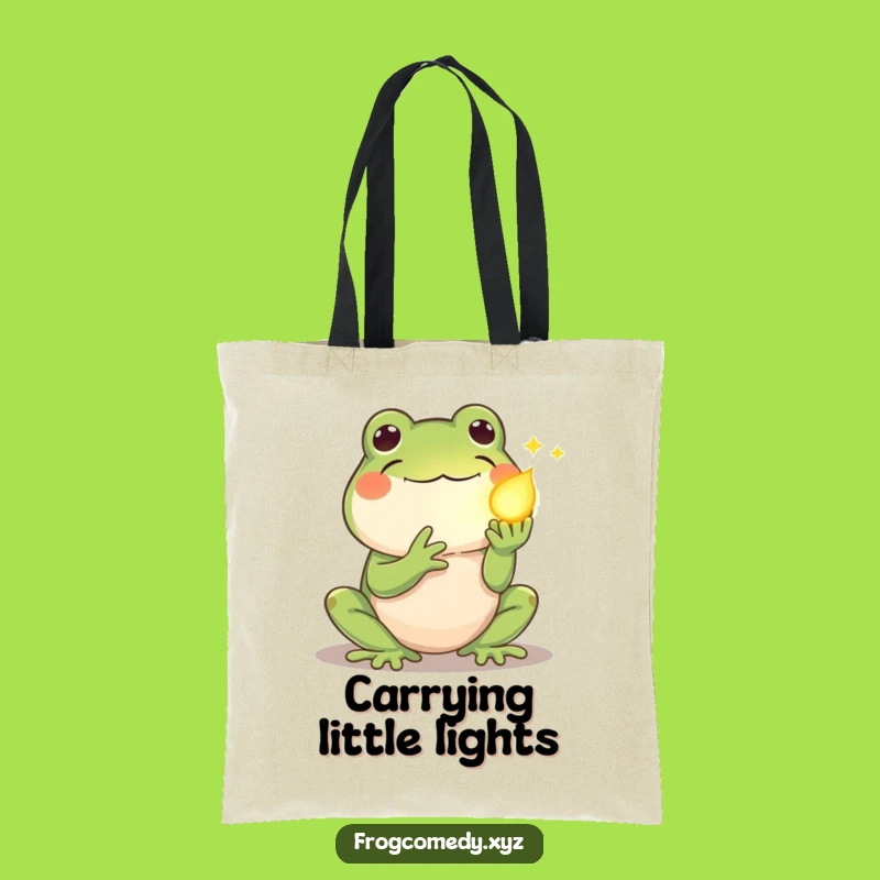 Funny Kawaii Frog Tote Bag: Gentle Firefly Design, Perfect Funny Gift Accessory