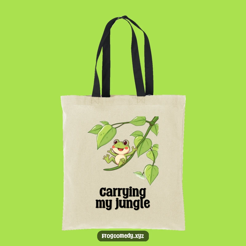 Funny Frog Vine Tote Bag: Carry Your Adventures Freely