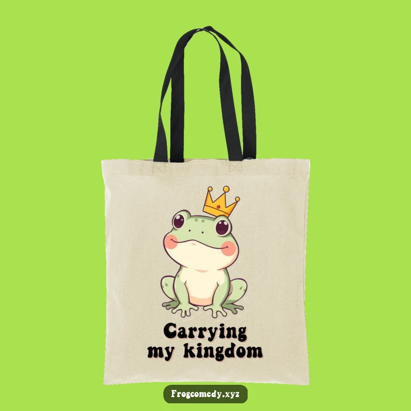 Funny Kawaii Frog Crown Tote Bag: Carry Your Royal Style with Amphibian Flair
