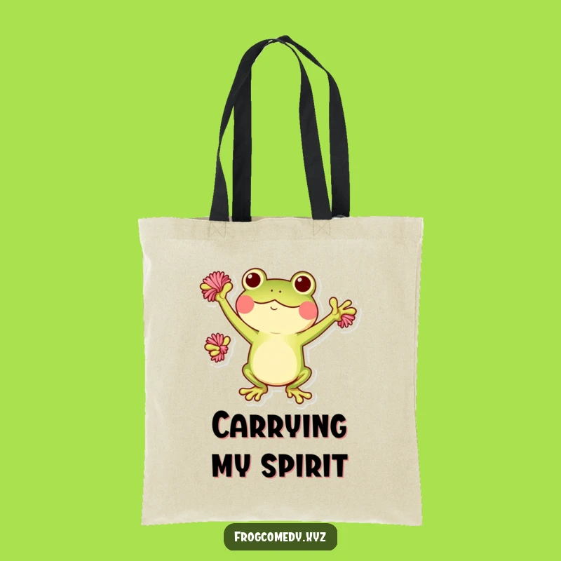 Funny Kawaii Frog Pom-Poms Tote Bag: Carry Your Enthusiasm