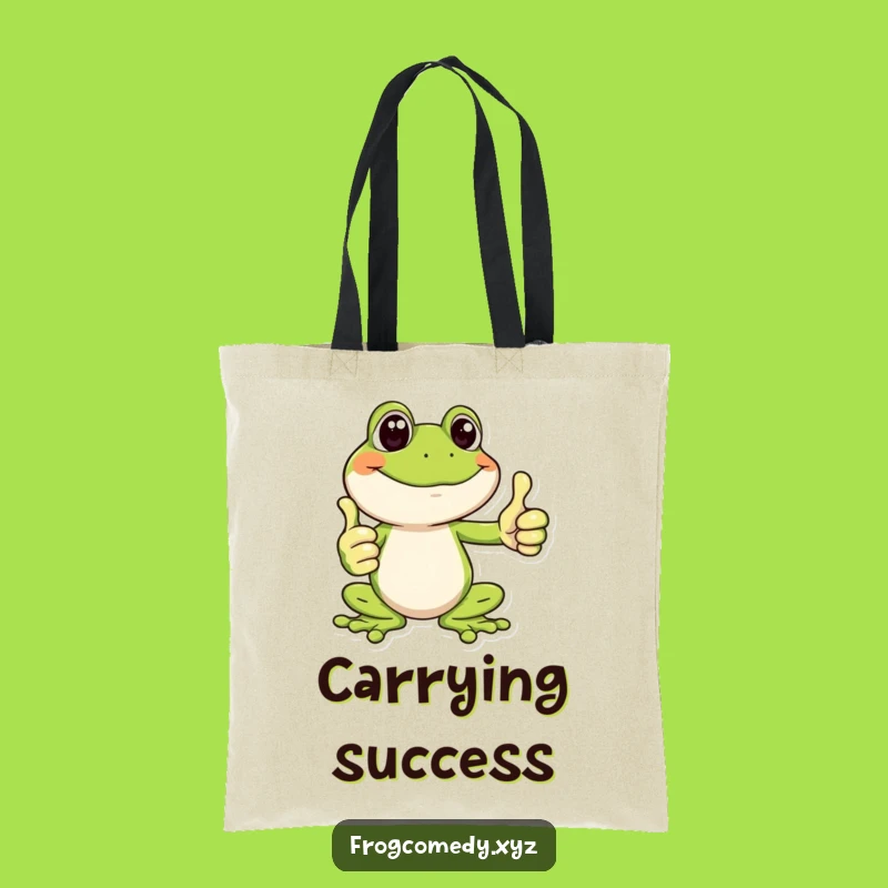 Funny Happy Frog Tote Bag: Thumbs Up Design, Perfect Funny Everyday Carry