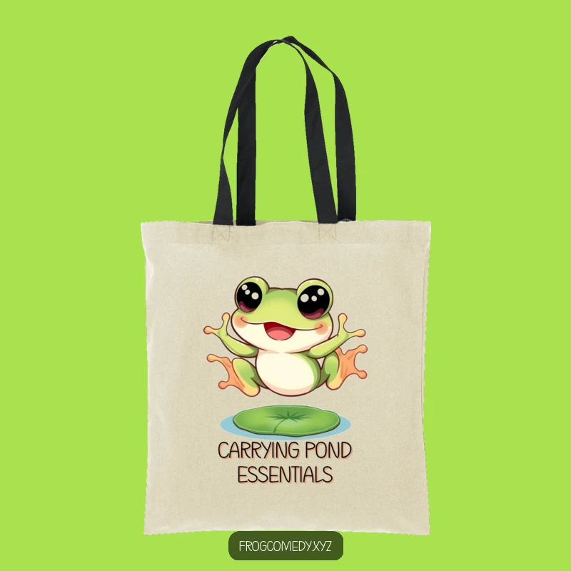 Funny Big Eyed Frog Tote Bag: Joyful Leap Carryall