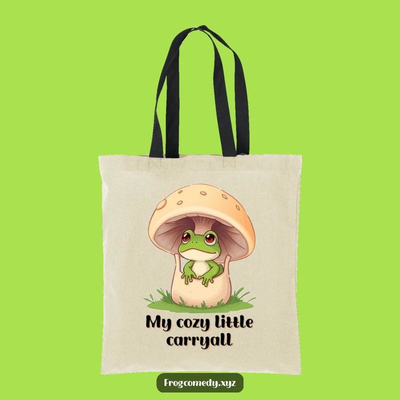 Funny Curious Frog Mushroom Tote Bag - Carry Your Magic