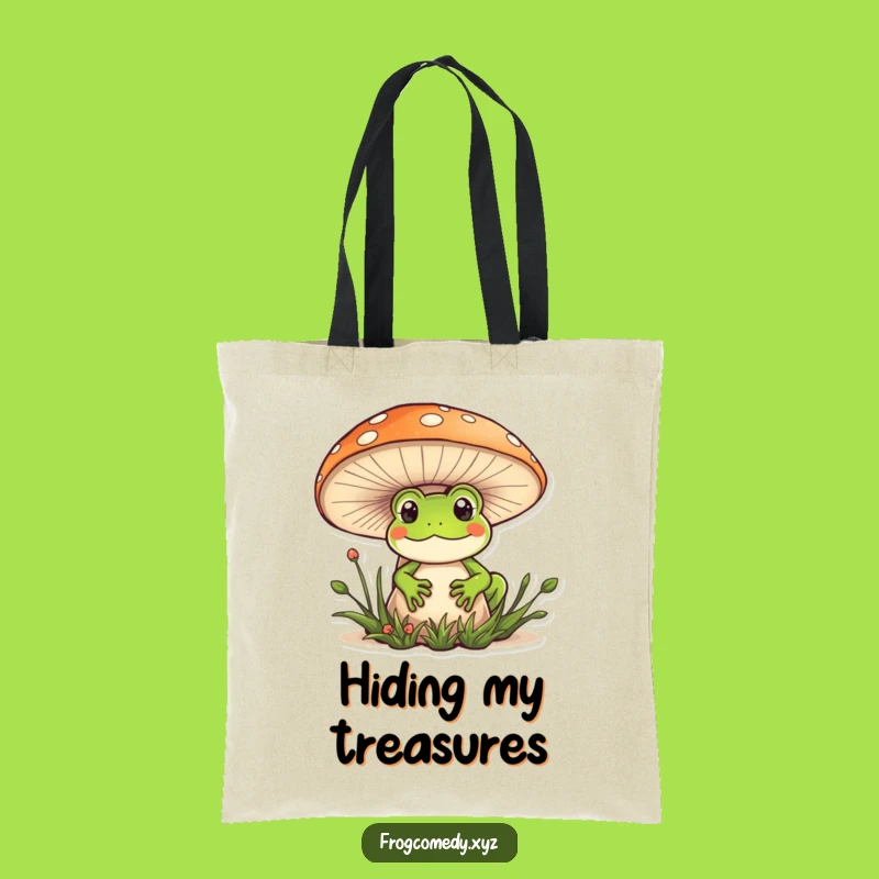 Funny Kawaii Frog Mushroom Tote Bag: Carry Your Cuteness