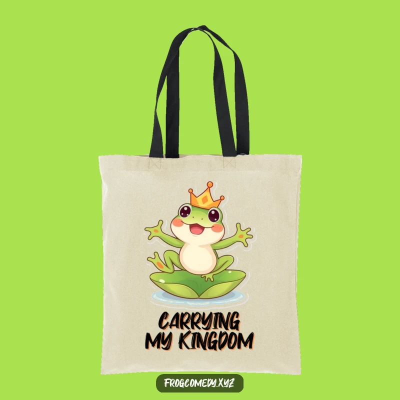 Funny Kawaii Frog Tote Bag: Royal Leap Design, Perfect Funny Gift Accessory