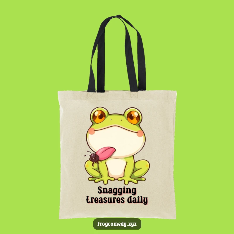 Funny Smiling Frog Tote Bag: Fly Catching Carryall