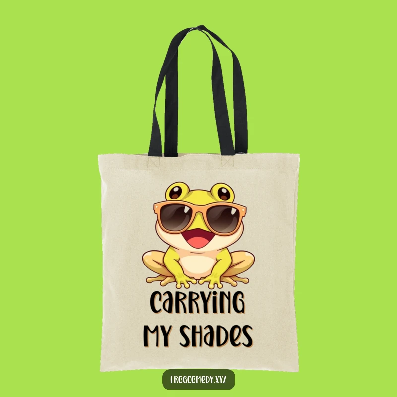 Funny Sunglasses Frog Tote Bag: Giggling Amphibian Sun, Stylish & Humorous Carryall