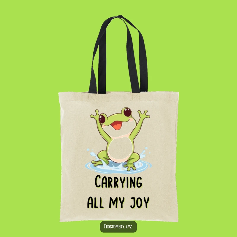 Kawaii Frog Joyful Splash Tote Bag: Carry Your Happiness Around
