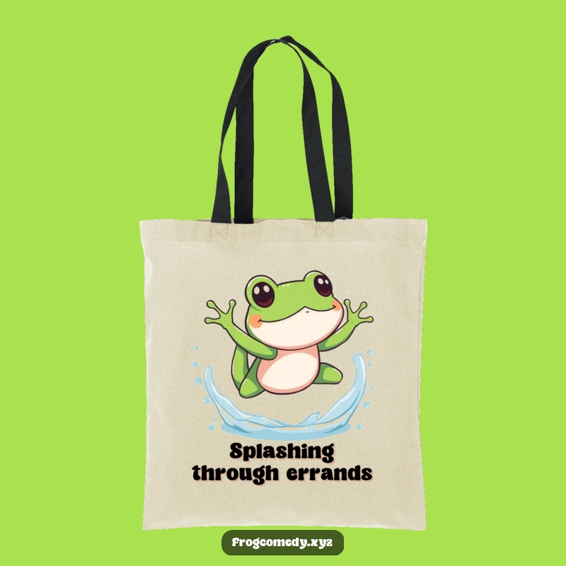 Funny Splashy Frog Dive Tote Bag: Playful Amphibian Carry-all, Perfect Funny Gift for Beachgoers